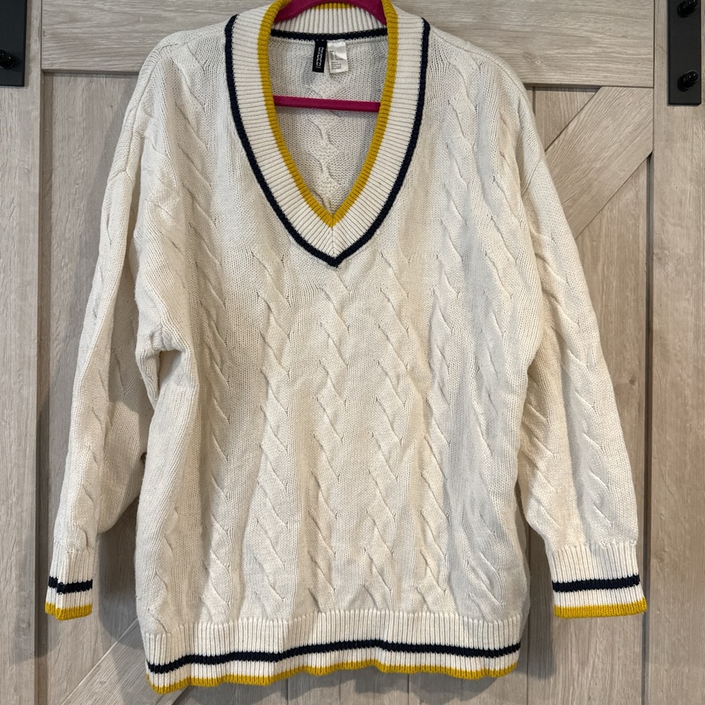 H&M Cream Sweater with Yellow and Black Trim